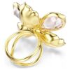 Idyllia-ring med blandade slipningar, blommotiv, flerfärgad, guldpläterad