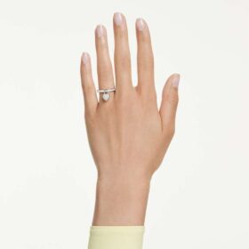 Idyllia-ring med blandade slipningar, hjärta, rosa, blandad metallfinish