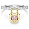 Idyllia-ring med blandade slipningar, hjärta, rosa, blandad metallfinish
