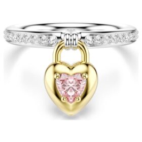 Idyllia-ring med blandade slipningar, hjärta, rosa, blandad metallfinish