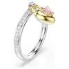 Idyllia-ring med blandade slipningar, hjärta, rosa, blandad metallfinish