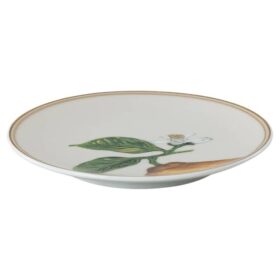 Idyllia-tallrik i porslin, kristalltryckt motiv, citron, beige