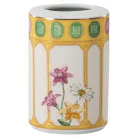 Idyllia-vas i porslin, kristalltryck, blommor, gul