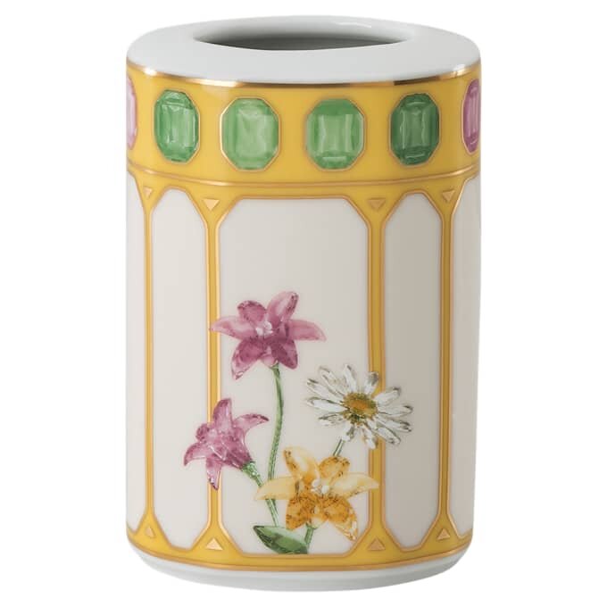 Idyllia-vas i porslin, kristalltryck, blommor, gul Idyllia-vas i porslin, kristalltryck, blommor, gul