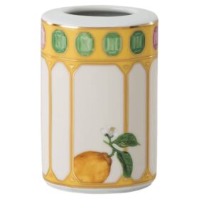 Idyllia-vas i porslin, kristalltryck, blommor, gul