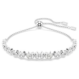 Imber-armband med blandade runda slipningar, vitt, rodiumpläterat