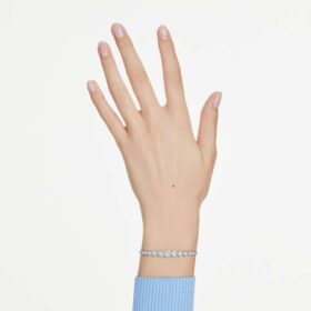 Imber-armband med blandade rundslipade kristaller, blått, rodiumpläterat