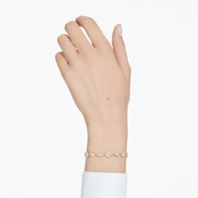 Imber-armband med blandade slipningar, vitt, guldpläterat