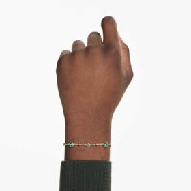 Imber-armband, rundslipad, grön, guldpläterad