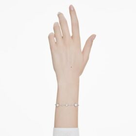 Imber-Armband, rundslipad, vit, rodiumpläterat