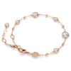 Imber-armband, rundslipad, vitt, roséguldpläterat