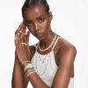 Una Angelic-halsband, rundslipad, vit, guldpläterad