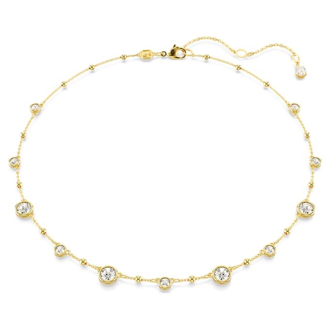 Imber-halsband med rundslipade stenar, spritt mönster, vitt, guldpläterat Imber-halsband med rundslipade stenar, spritt mönster, vitt, guldpläterat
