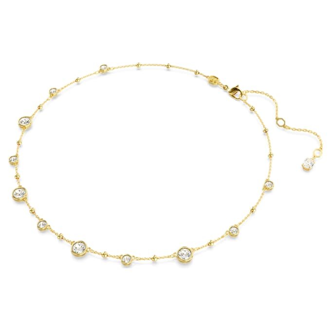 Imber-halsband med rundslipade stenar, spritt mönster, vitt, guldpläterat Imber-halsband med rundslipade stenar, spritt mönster, vitt, guldpläterat