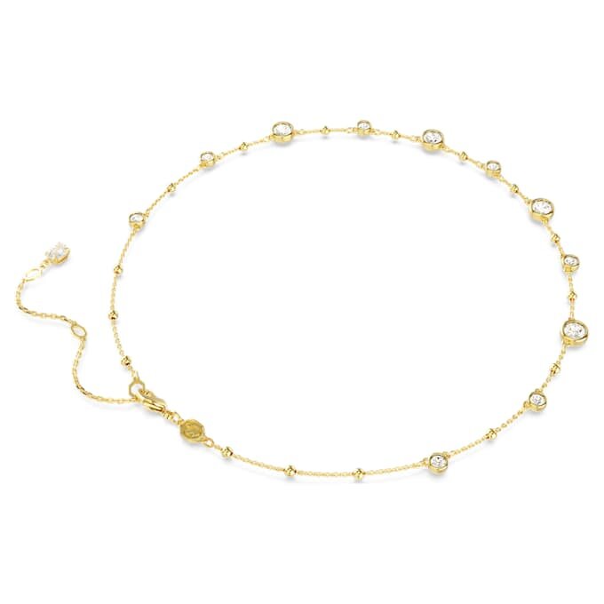 Imber-halsband med rundslipade stenar, spritt mönster, vitt, guldpläterat Imber-halsband med rundslipade stenar, spritt mönster, vitt, guldpläterat