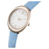 Imber Oval-klocka, tillverkad i Schweiz, läderarmband, blå, champagneguldfärgad yta