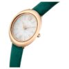 Imber Oval-klocka, tillverkad i Schweiz, läderarmband, grön, roséguldfärgad yta