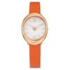 Imber Oval-klocka, tillverkad i Schweiz, läderarmband, orange, roséguldfärgad yta