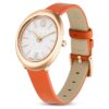 Imber Oval-klocka, tillverkad i Schweiz, läderarmband, orange, roséguldfärgad yta
