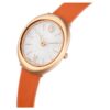 Imber Oval-klocka, tillverkad i Schweiz, läderarmband, orange, roséguldfärgad yta