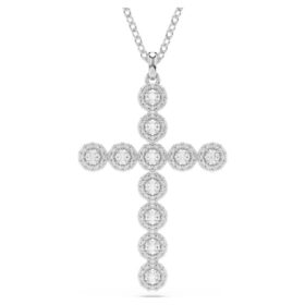 Insigne-hänge med blandade slipningar, kors, vitt, rodiumpläterat Insigne-hänge med blandade slipningar, kors, vitt, rodiumpläterat