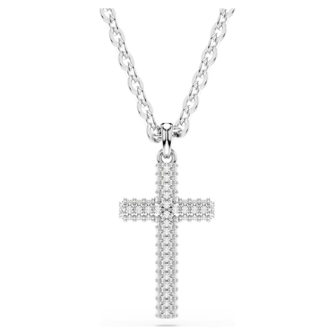 Insigne-hänge Pavé, kors, vitt, rodiumpläterat Insigne-hänge Pavé, kors, vitt, rodiumpläterat