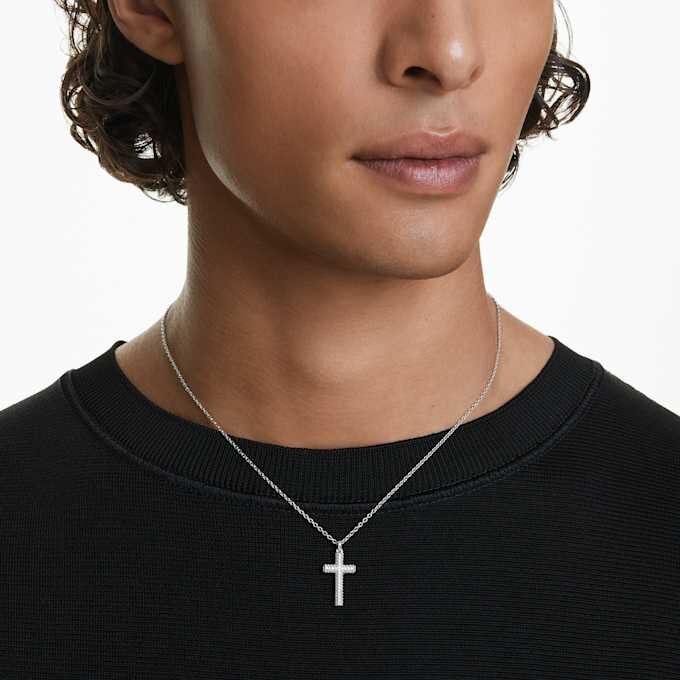 Insigne-hänge Pavé, kors, vitt, rodiumpläterat Insigne-hänge Pavé, kors, vitt, rodiumpläterat