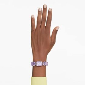 Klocka med åttkantigt armband, lila, champagneguldfärgad yta Klocka med åttkantigt armband, lila, champagneguldfärgad yta
