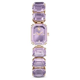 Klocka med åttkantigt armband, lila, champagneguldfärgad yta Klocka med åttkantigt armband, lila, champagneguldfärgad yta
