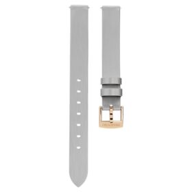 Klockarmband 12 mm (0,47″) bredd, läder, silverfärgat, roséguldpläterat Klockarmband 12 mm (0,47″) bredd, läder, silverfärgat, roséguldpläterat