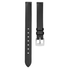 Klockarmband 12 mm (0,47″) bredd, läder, svart, rostfritt stål Klockarmband 12 mm (0,47″) bredd, läder, svart, rostfritt stål