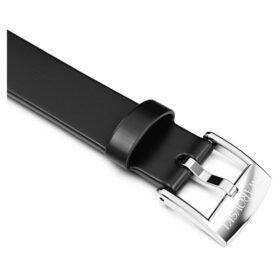 Klockarmband 12 mm (0,47″) bredd, läder, svart, rostfritt stål Klockarmband 12 mm (0,47″) bredd, läder, svart, rostfritt stål