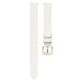 Klockarmband 12 mm (0,47″) bredd, läder, vitt, champagneguldfärgad yta Klockarmband 12 mm (0,47″) bredd, läder, vitt, champagneguldfärgad yta