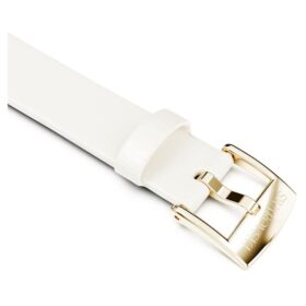 Klockarmband 12 mm (0,47″) bredd, läder, vitt, champagneguldfärgad yta Klockarmband 12 mm (0,47″) bredd, läder, vitt, champagneguldfärgad yta