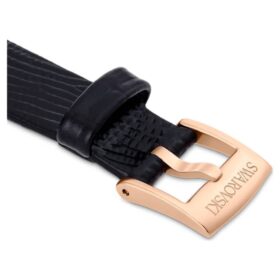 Klockarmband 13 mm (0,51″) bredd, läder, svart, roséguldfärgad yta Klockarmband 13 mm (0,51″) bredd, läder, svart, roséguldfärgad yta