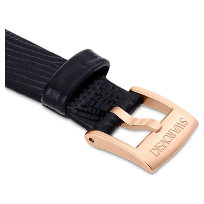 Klockarmband 13 mm (0,51″) bredd, läder, svart, roséguldfärgad yta Klockarmband 13 mm (0,51″) bredd, läder, svart, roséguldfärgad yta