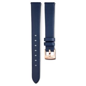 Klockarmband 14 mm (0,55″) bredd, läder, blått, roséguldfärgad yta