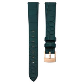Klockarmband 14 mm (0,55″) bredd, läder, grönt, roséguldfärgad yta