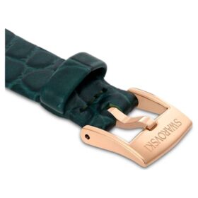 Klockarmband 14 mm (0,55″) bredd, läder, grönt, roséguldfärgad yta