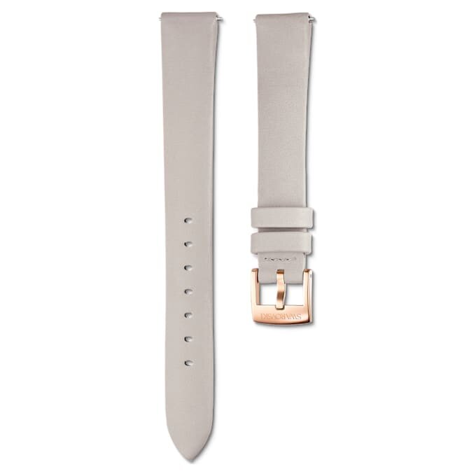 Klockarmband 14 mm (0,55″) bredd, läder, grått, roséguldfärgad yta Klockarmband 14 mm (0,55″) bredd, läder, grått, roséguldfärgad yta