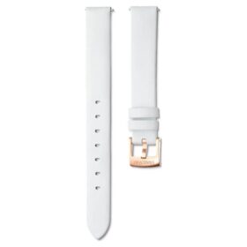 Klockarmband 14 mm (0,55″) bredd, läder, vitt, roséguldfärgad yta Klockarmband 14 mm (0,55″) bredd, läder, vitt, roséguldfärgad yta