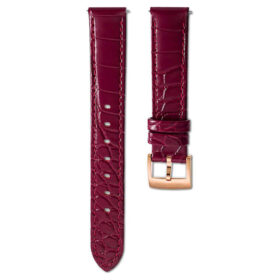 Klockarmband 15 mm (0,59″) bredd, läder med sömmar, rött, roséguldtonad yta Klockarmband 15 mm (0,59″) bredd, läder med sömmar, rött, roséguldtonad yta