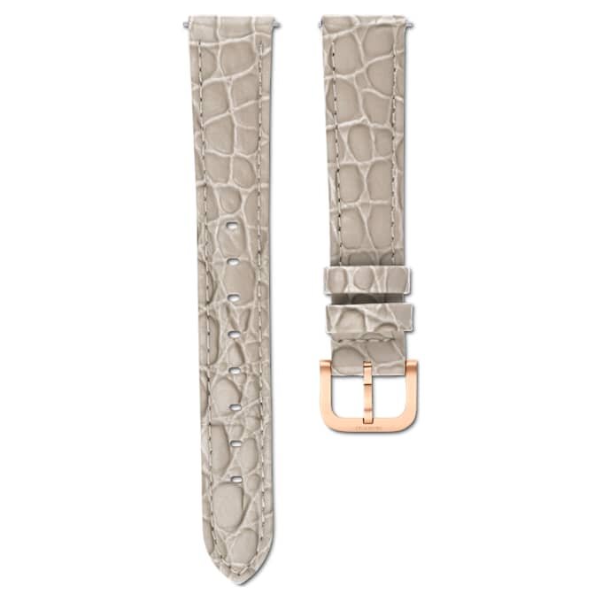 Klockarmband 16 mm (0,63″) bredd, läder med sömmar, beige, roséguldfärgad yta Klockarmband 16 mm (0,63″) bredd, läder med sömmar, beige, roséguldfärgad yta