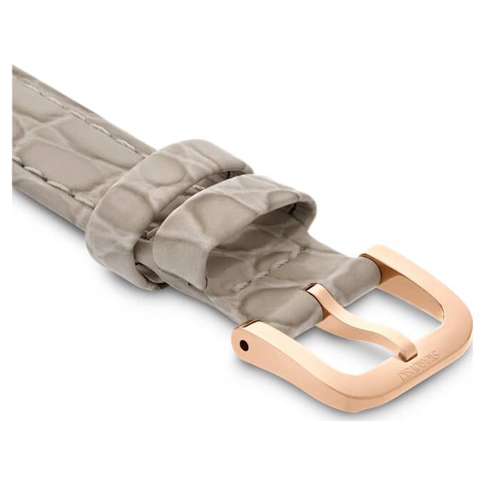Klockarmband 16 mm (0,63″) bredd, läder med sömmar, beige, roséguldfärgad yta Klockarmband 16 mm (0,63″) bredd, läder med sömmar, beige, roséguldfärgad yta
