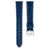 Klockarmband 16 mm (0,63″) bredd, läder med sömmar, blått, rostfritt stål Klockarmband 16 mm (0,63″) bredd, läder med sömmar, blått, rostfritt stål
