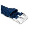 Klockarmband 16 mm (0,63″) bredd, läder med sömmar, blått, rostfritt stål Klockarmband 16 mm (0,63″) bredd, läder med sömmar, blått, rostfritt stål