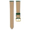 Klockarmband 16 mm (0,63″) bredd, läder med sömmar, grönt, guldfärgad yta