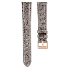 Klockarmband 16 mm (0,63″) bredd, läder med sömmar, grått Klockarmband 16 mm (0,63″) bredd, läder med sömmar, grått