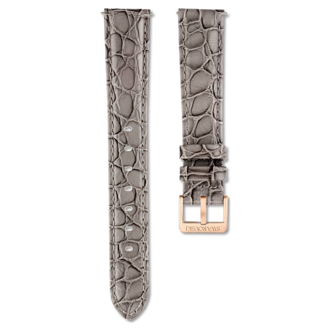Klockarmband 16 mm (0,63″) bredd, läder med sömmar, grått Klockarmband 16 mm (0,63″) bredd, läder med sömmar, grått
