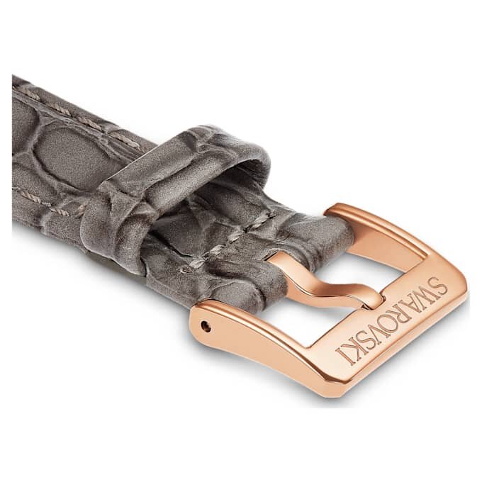 Klockarmband 16 mm (0,63″) bredd, läder med sömmar, grått Klockarmband 16 mm (0,63″) bredd, läder med sömmar, grått